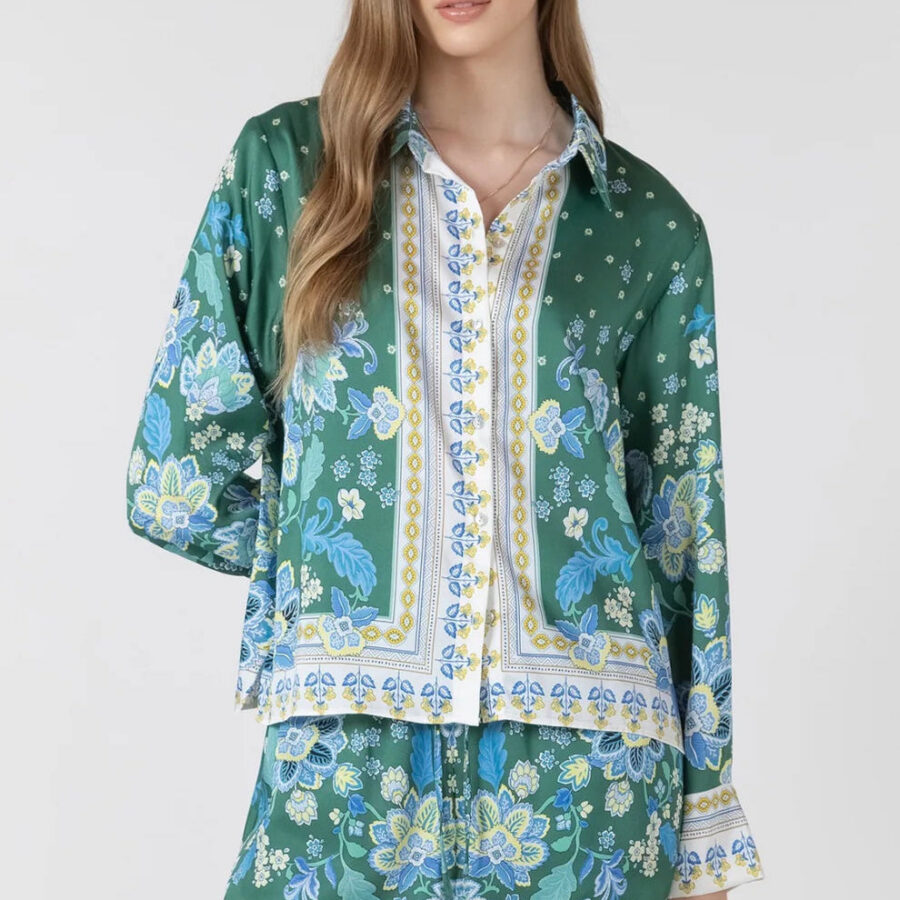 Silky Button Front Blouse