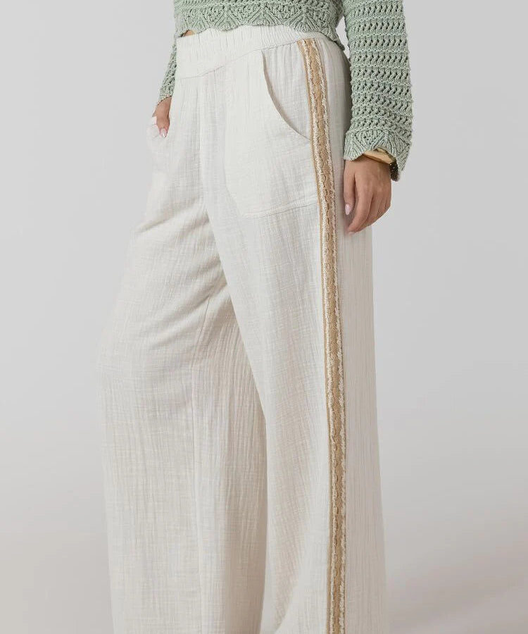 Crochet Trim Wide Leg Pant