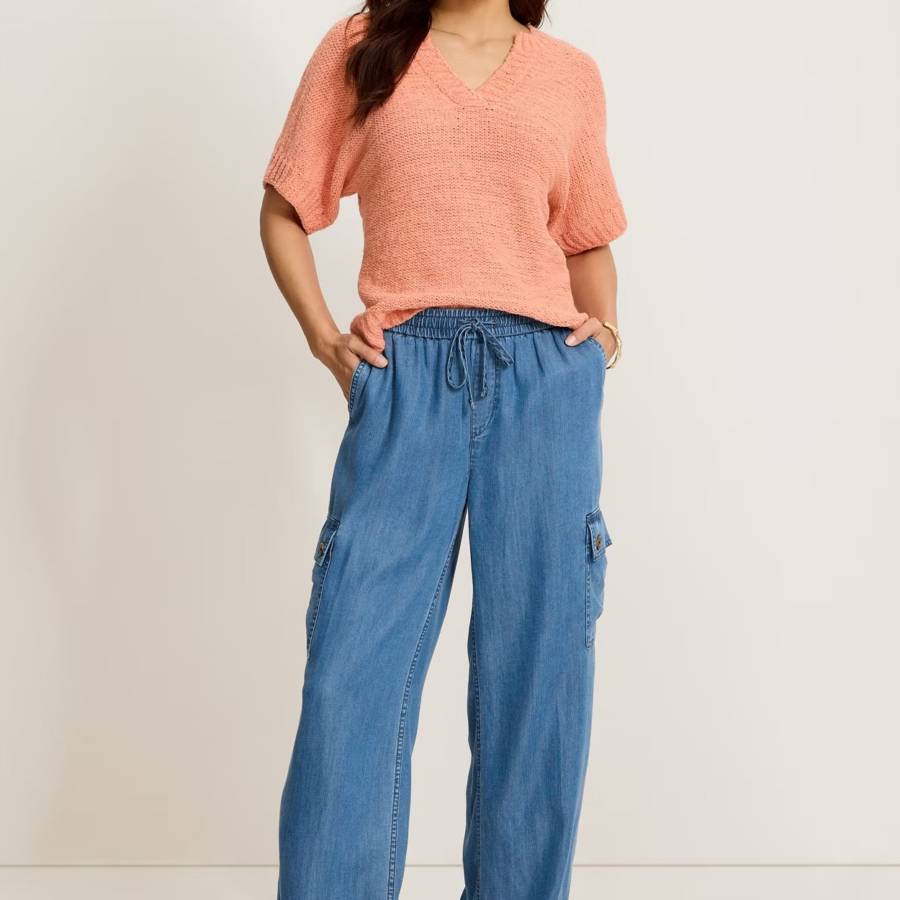 Chambray O'Lei Linen-Blend Cargo Pants
